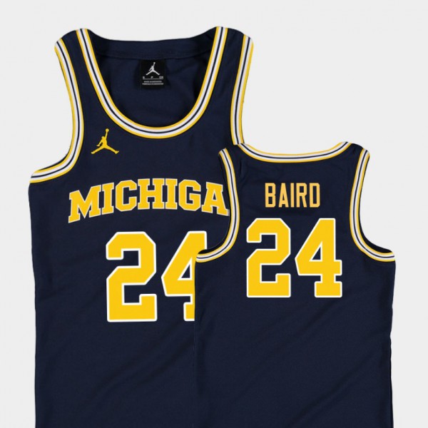 Michigan #24 Youth C.J. Baird Jersey Navy College Basketball Jordan Replica University